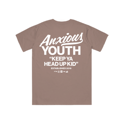 “KEEP YA HEAD UP KID” BROWN SAVANA TEE