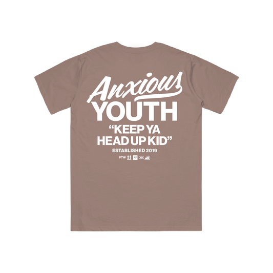 “KEEP YA HEAD UP KID” BROWN SAVANA TEE