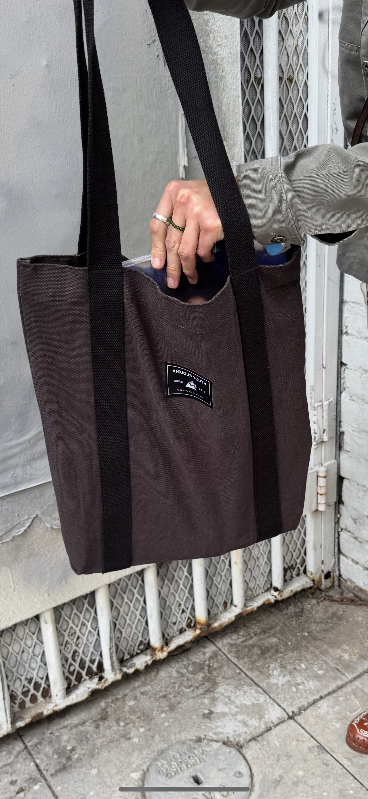 CLUB ANXIOUS | TWO TONE COAL/BLACK TOTE BAG